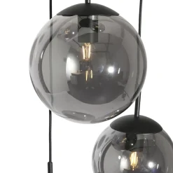 Bollique hængelampe, røgfarvet grå/sort, glas, 5 lyskilder