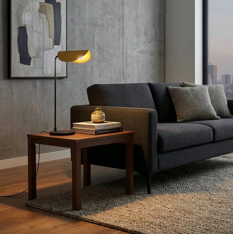 Bordlampe Corner, sort/guld, højde 57 cm, E14