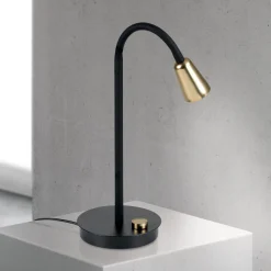 Bordlampe Dotty, messing, højde 45 cm, fod, dæmper, GU10