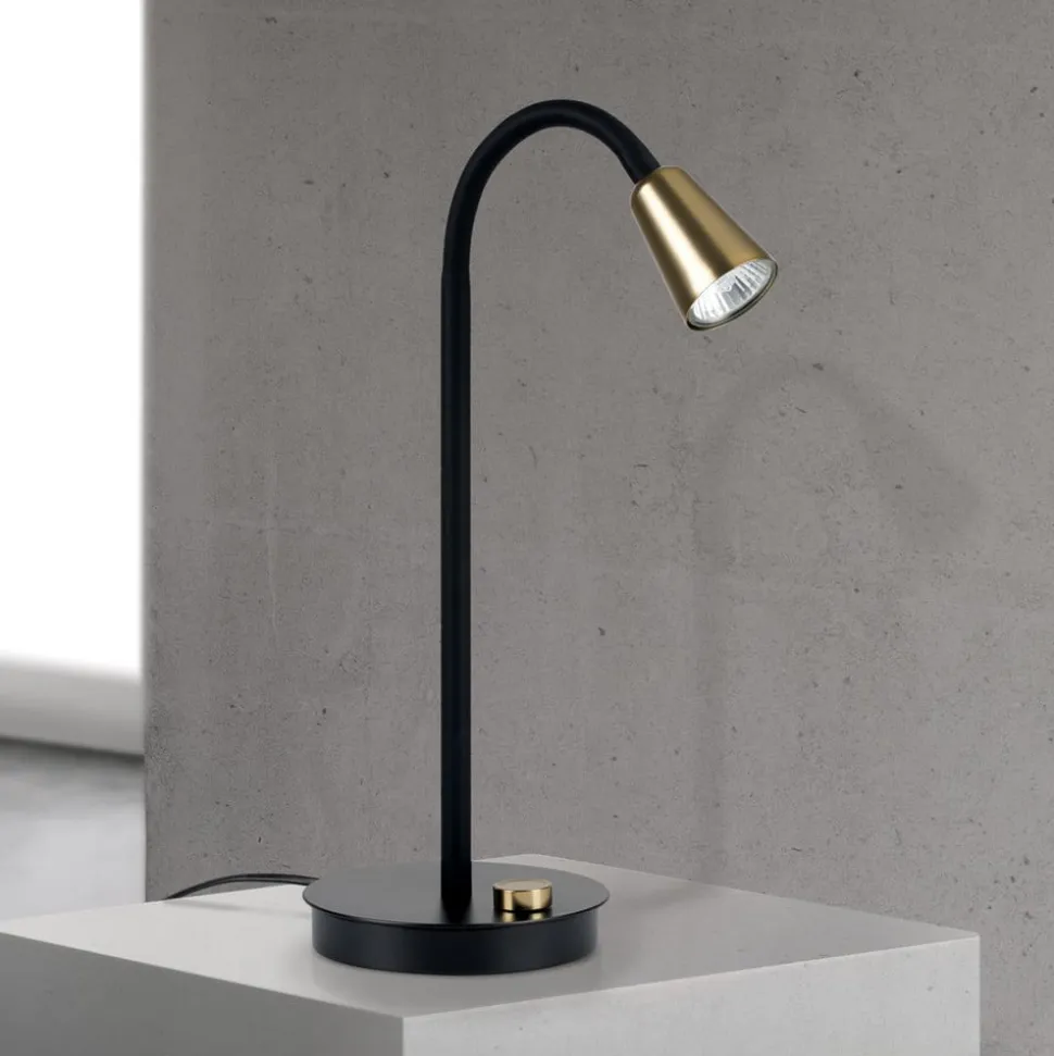 Bordlampe Dotty, messing, højde 45 cm, fod, dæmper, GU10