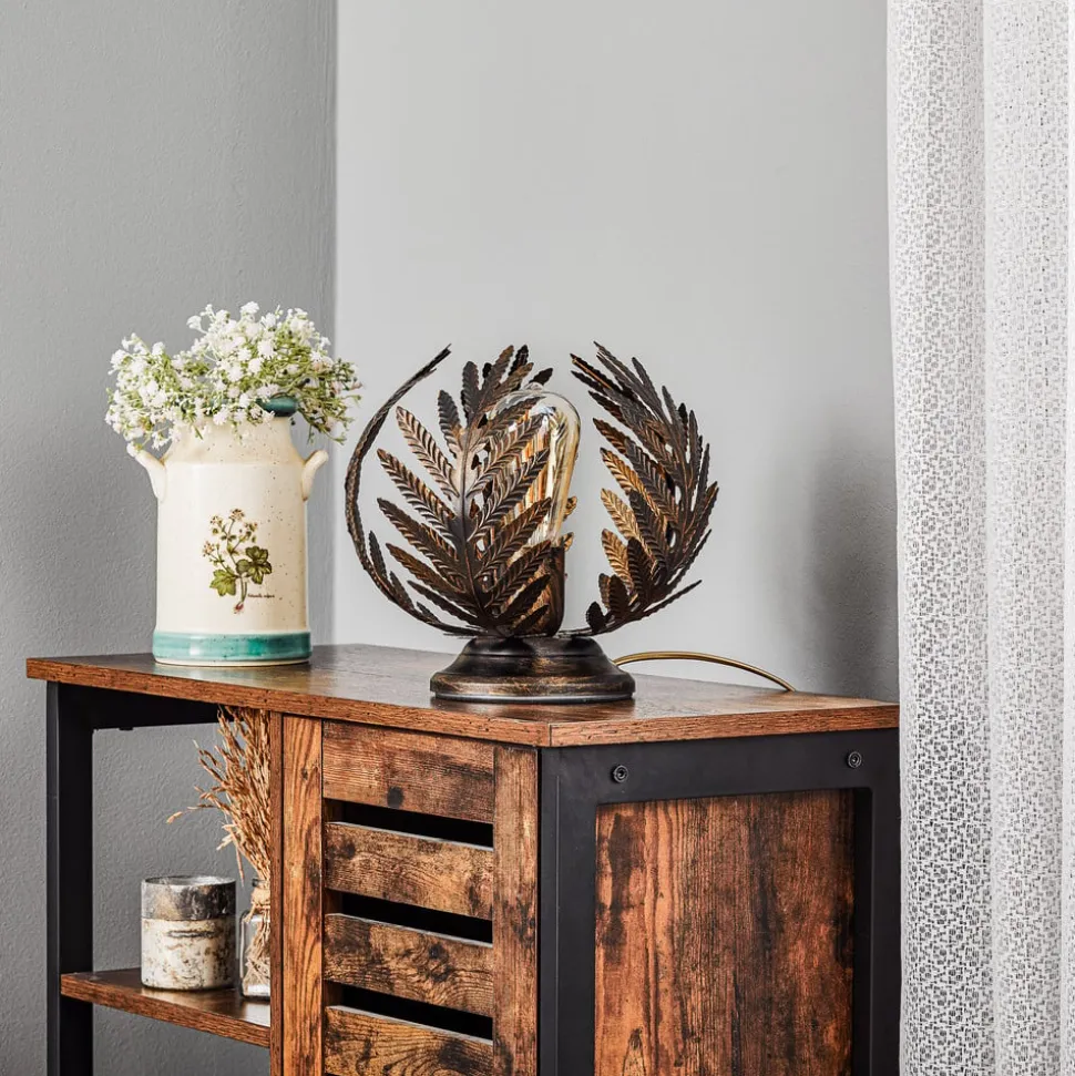 Bordlampe Felce som bregne i bronze, højde 24 cm