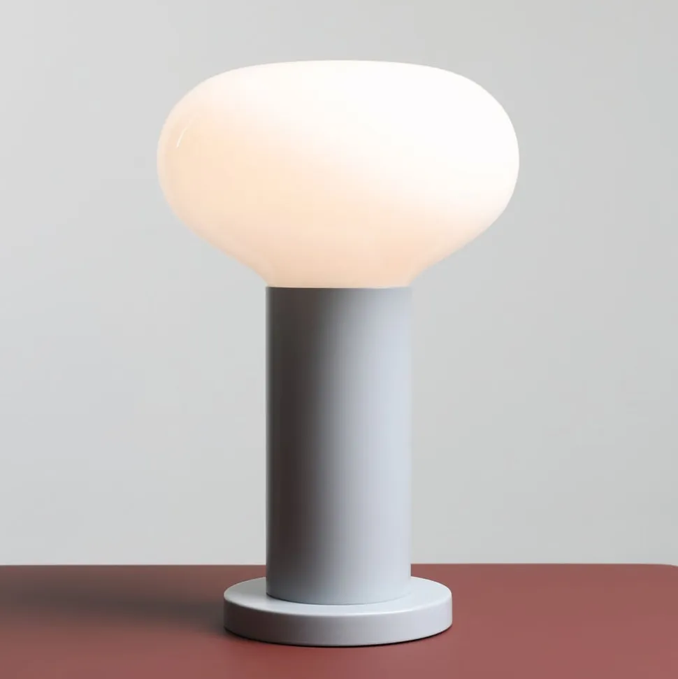 Bordlampe Flo, grå, Ø 19 cm, glas