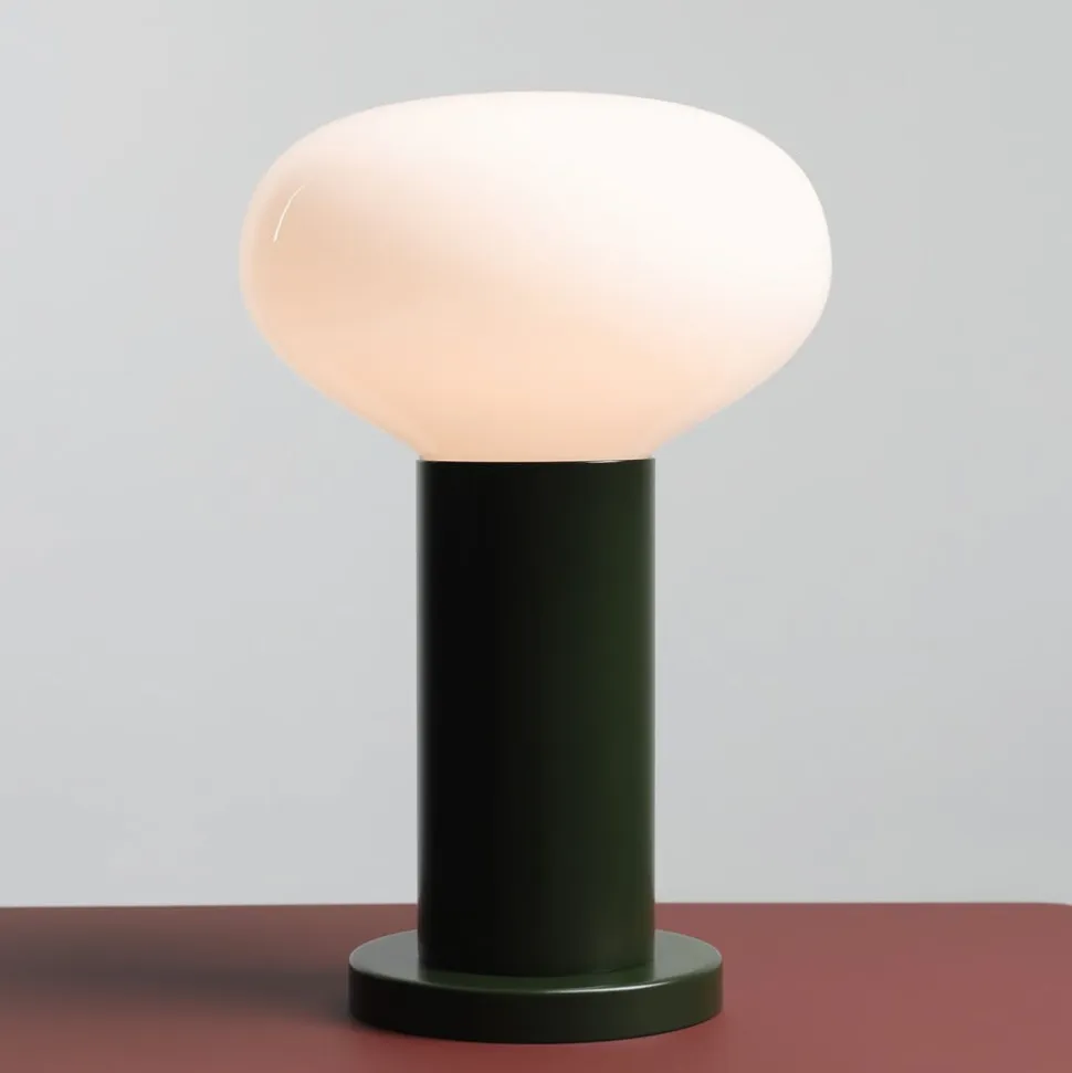 Bordlampe Flo, grøn, Ø 19 cm, glas
