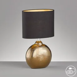 Bordlampe Foro, bronze/sort, højde 39 cm