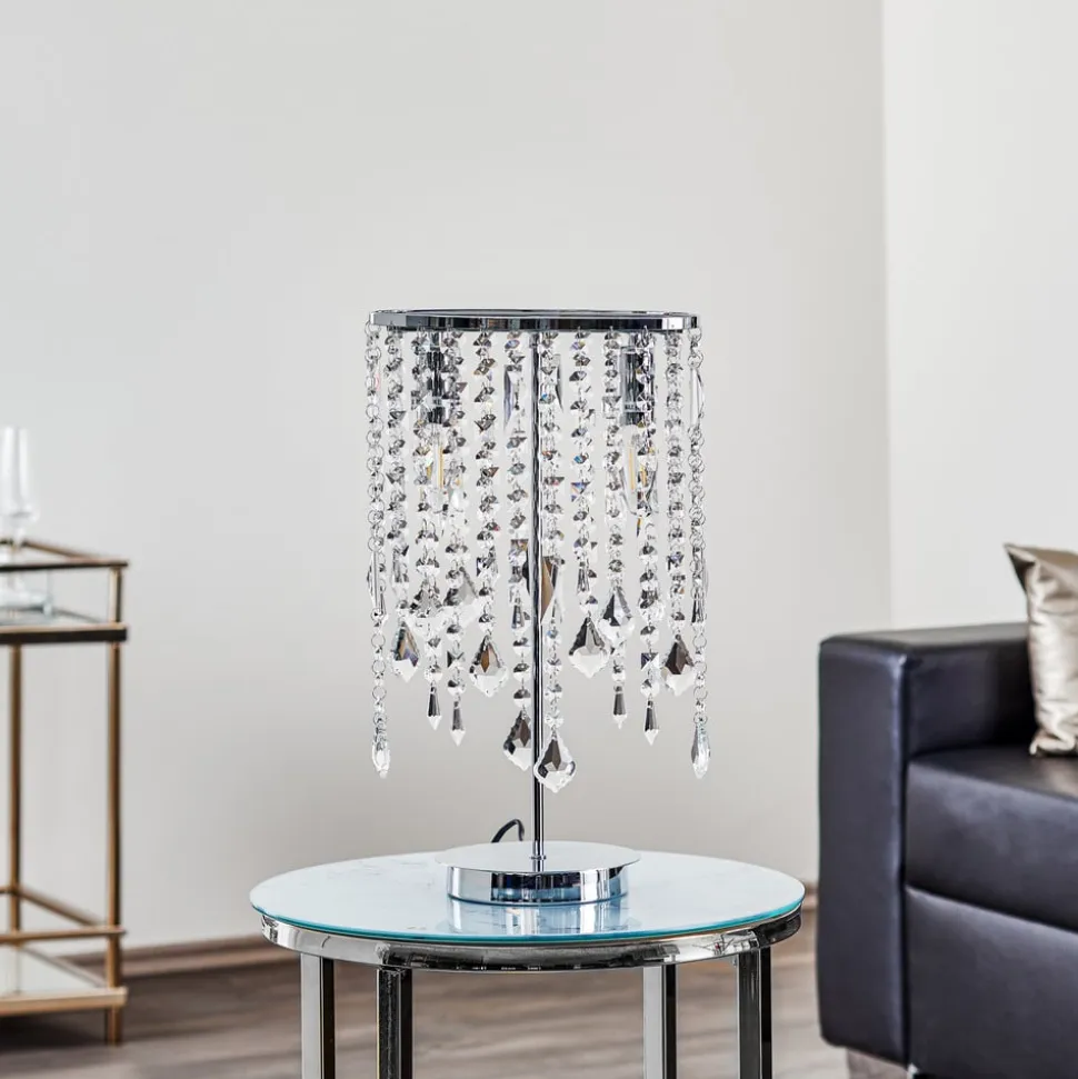 Bordlampe Laila med krystalophæng, 2 lyskilder