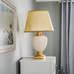 Bordlampe Mozart i elfenben/guld