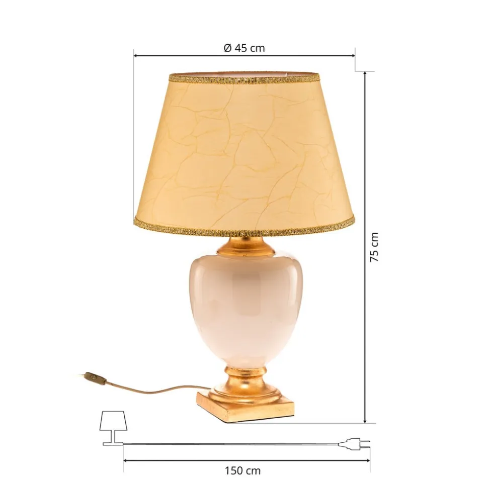 Bordlampe Mozart i elfenben/guld