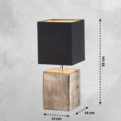 Bordlampe Ouro, sort/antik bronze, 35 cm, tekstil/keramik