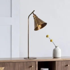Bordlampe Sivani MR-610, antik guld, metal, højde 50 cm