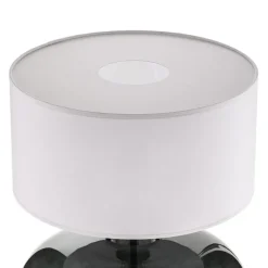 Bordlampe Skien, skærm hvid, glasfod røggrå