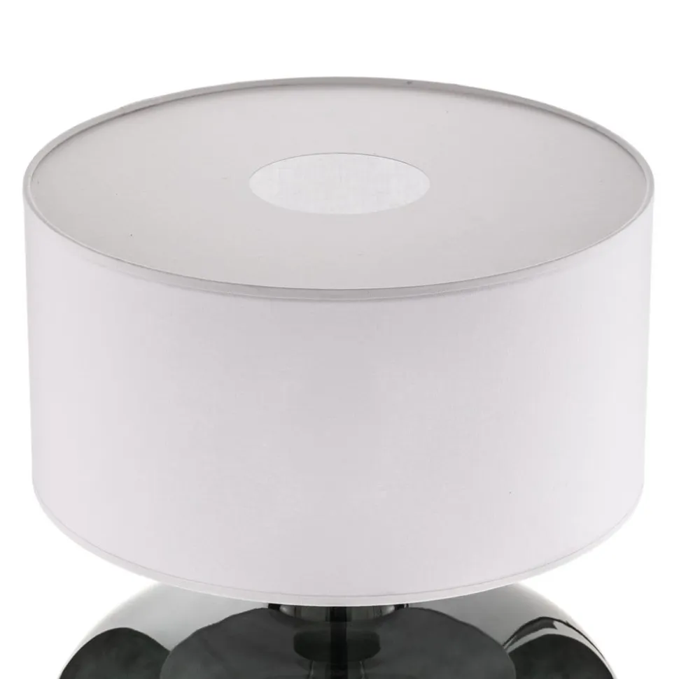 Bordlampe Skien, skærm hvid, glasfod røggrå