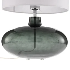 Bordlampe Skien, skærm hvid, glasfod røggrå