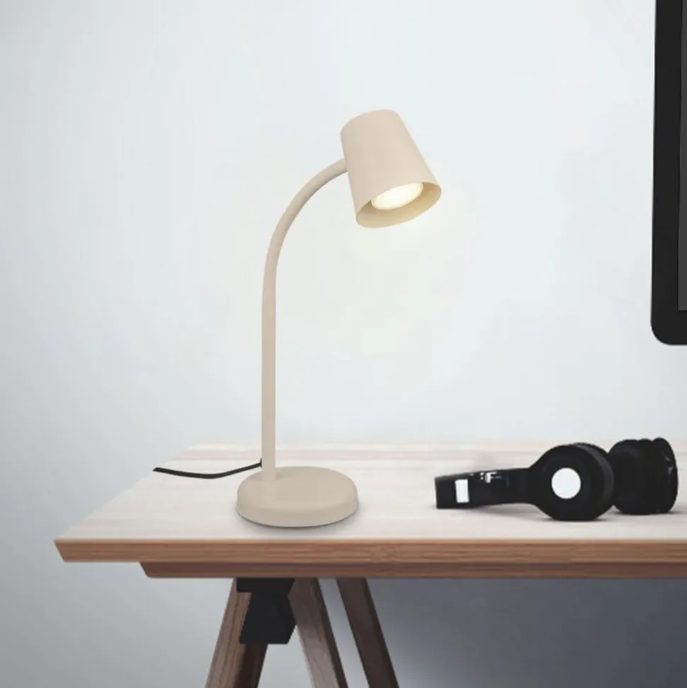 Bordlampe Skriva, beige, metal, GU10, 38 cm, drejelig