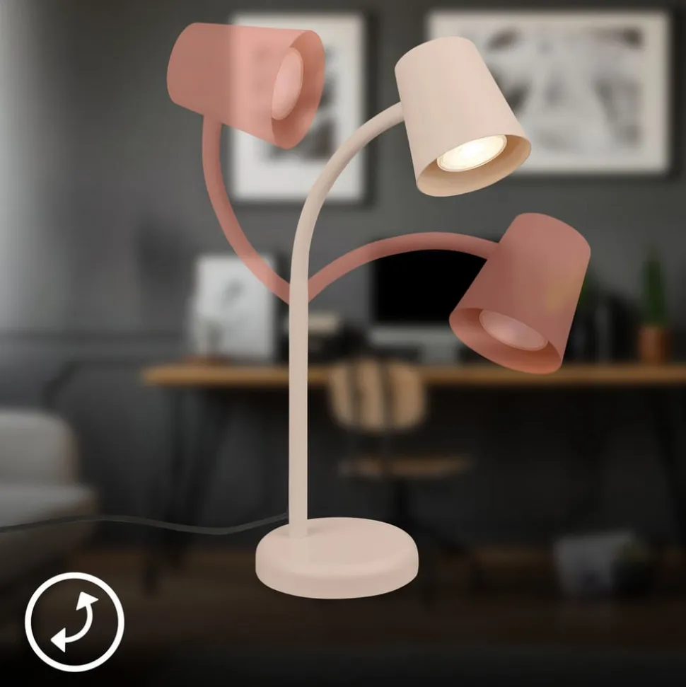 Bordlampe Skriva, beige, metal, GU10, 38 cm, drejelig