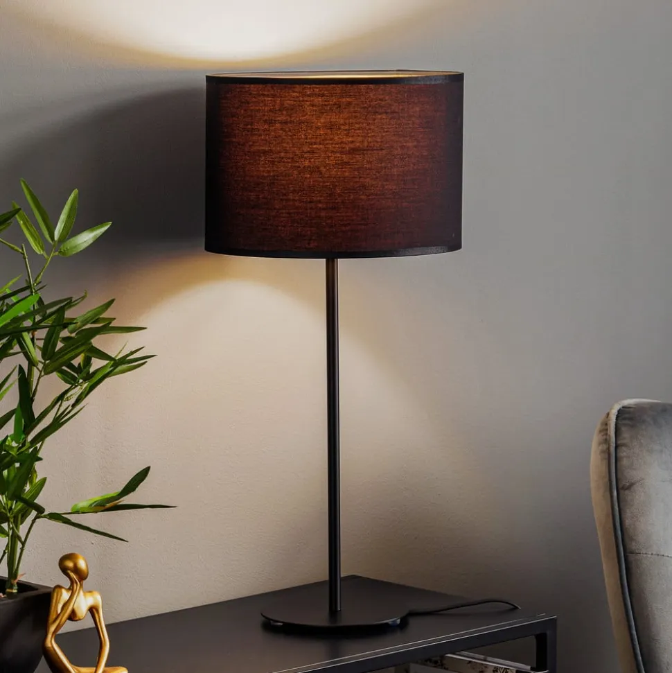 Bordlampe Soho, cylindrisk 56 cm sort/guld