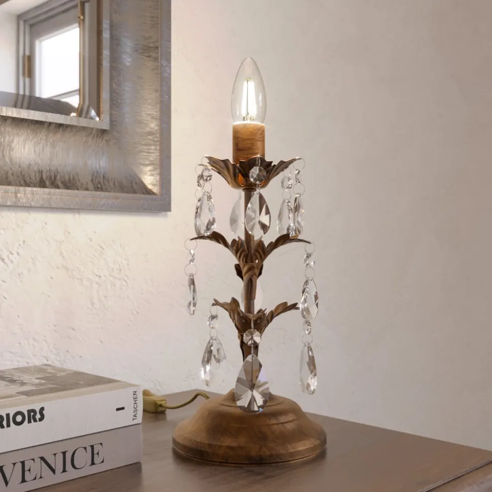 Bordlampe Teresa med krystaller, uden skærm