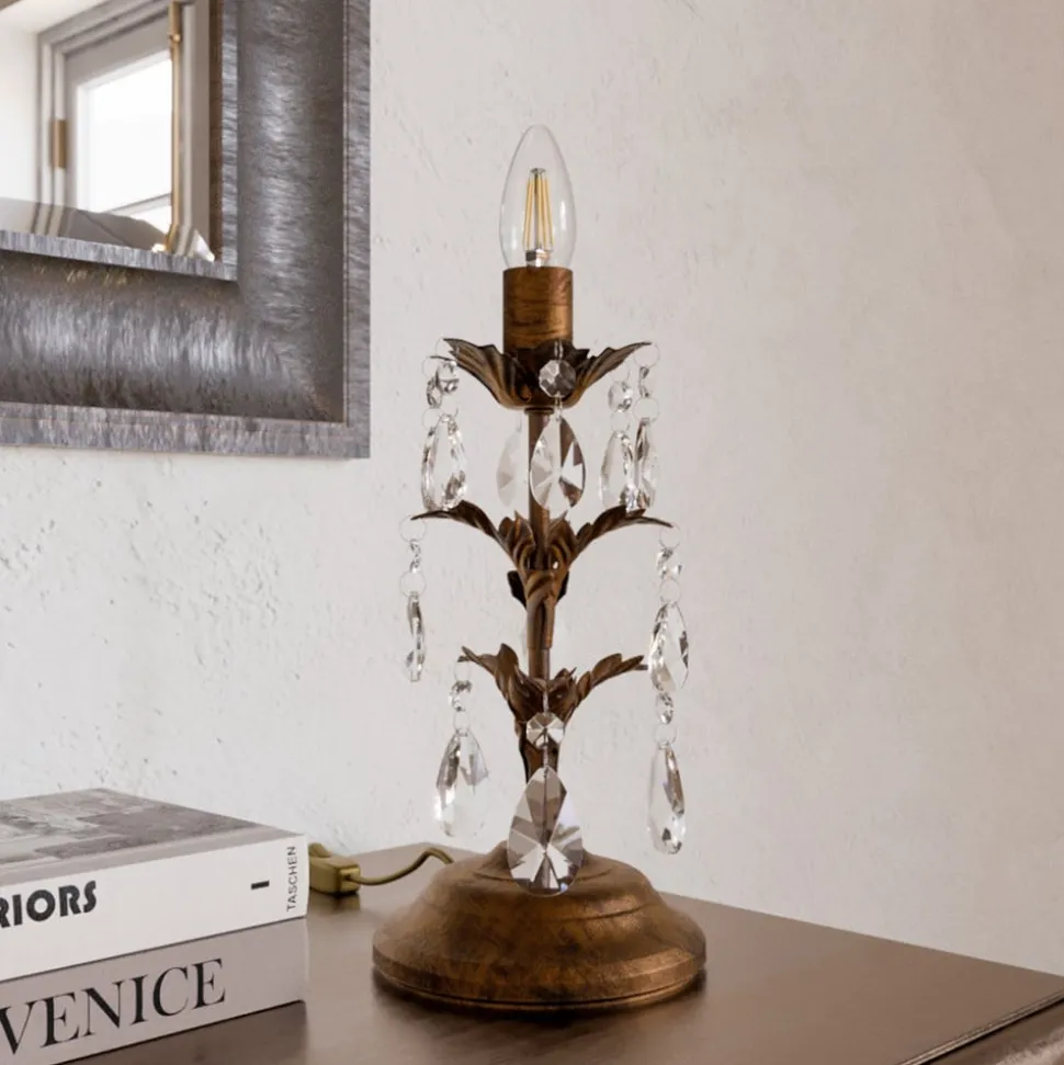 Bordlampe Teresa med krystaller, uden skærm