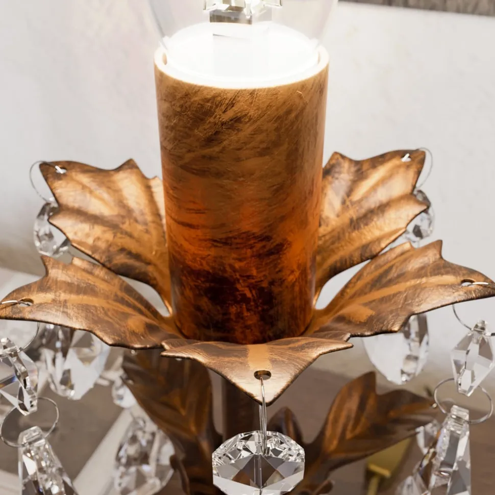 Bordlampe Teresa med krystaller, uden skærm