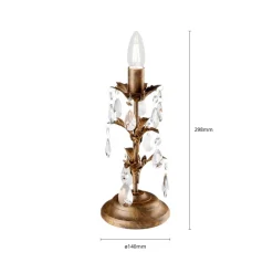 Bordlampe Teresa med krystaller, uden skærm