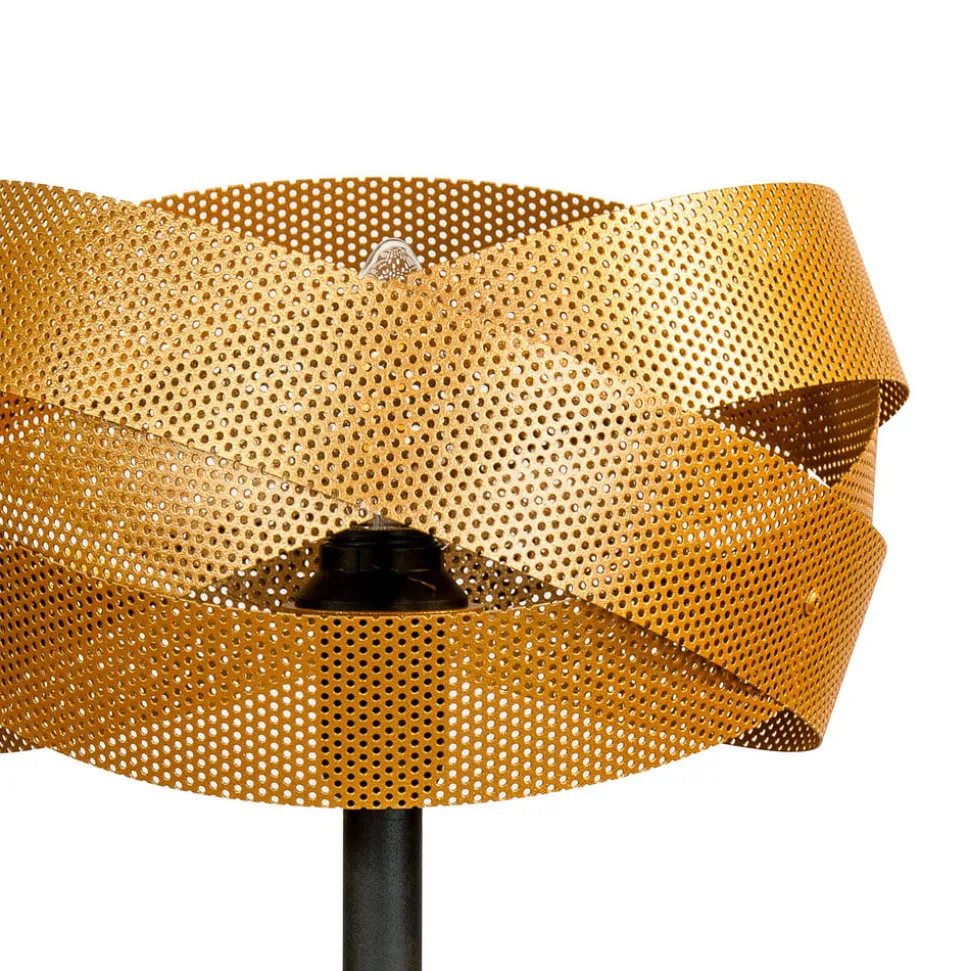 Bordlampe Tornado, sort/guld, metal, Ø 26 cm, E14