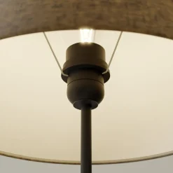 Bordlampe Vera, stofskærm og sten-dekor, 55 cm