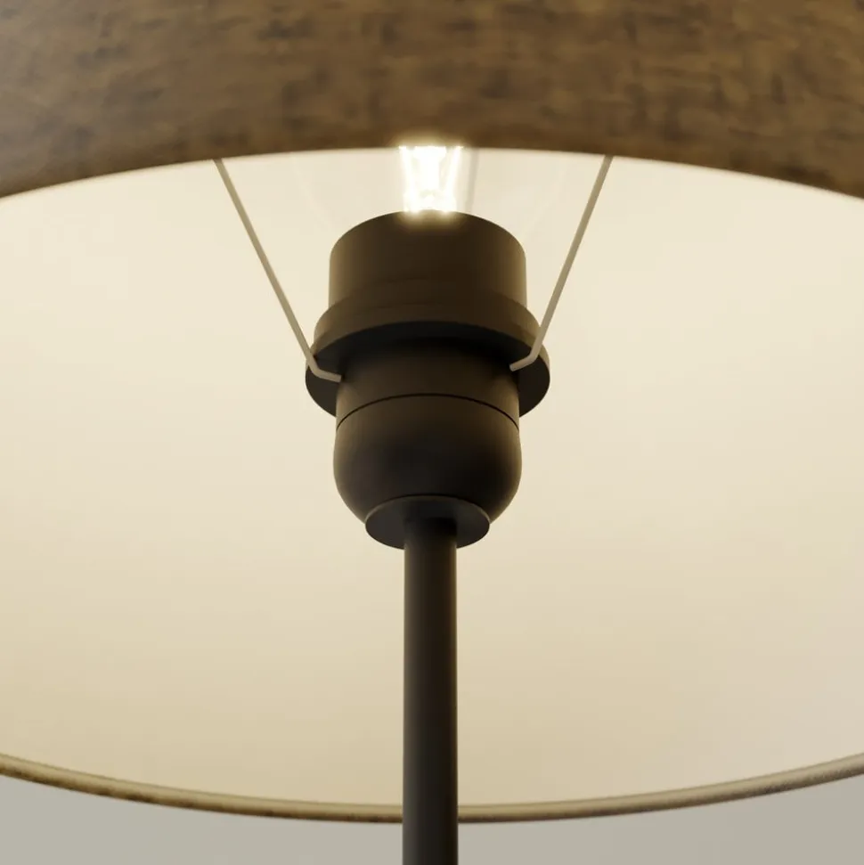 Bordlampe Vera, stofskærm og sten-dekor, 55 cm