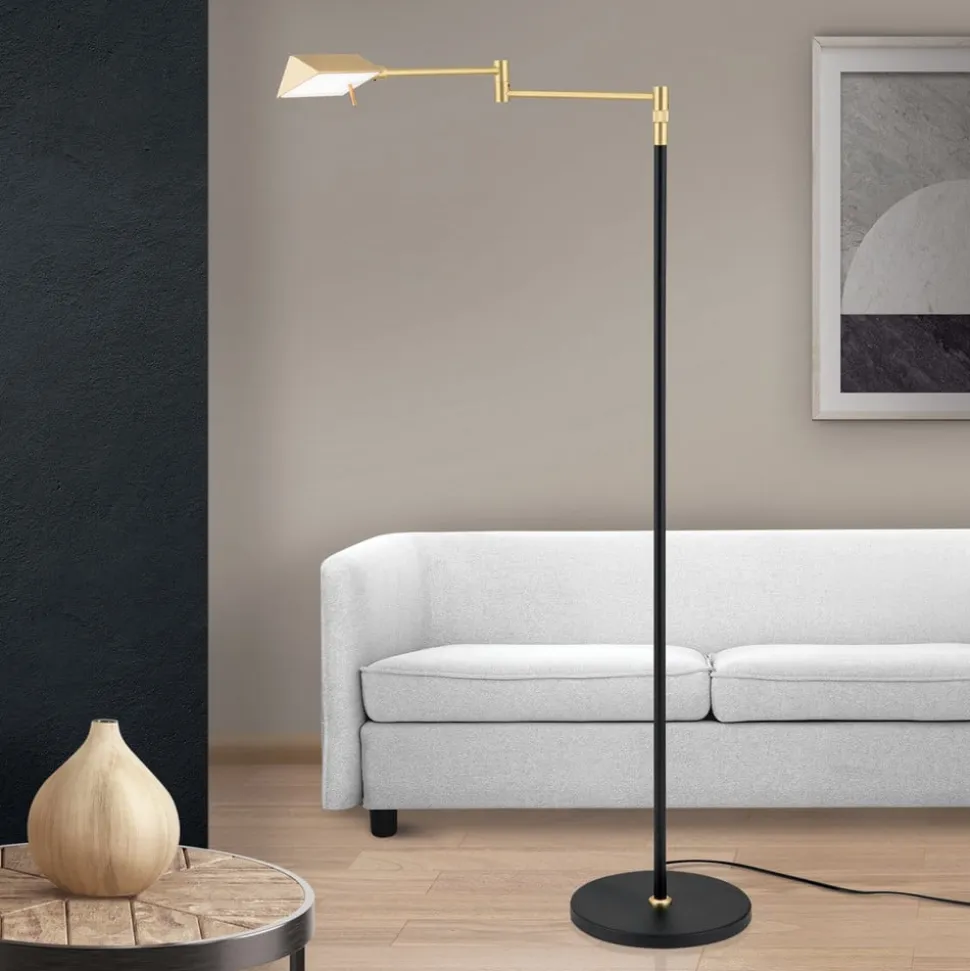 Boston LED-gulvlampe, berøringsdæmper sort/messing