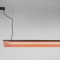 Bover LED-hængelampe Nans Balis S/140, brun/rød, 140 cm