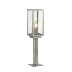 Box II sokkellampe, 50 cm høj, sølv/klar, glas, IP44