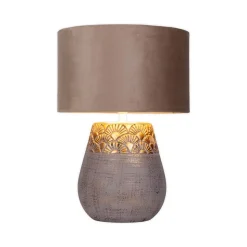 Bronco bordlampe, beige, keramik/kunstlæder, højde 39 cm