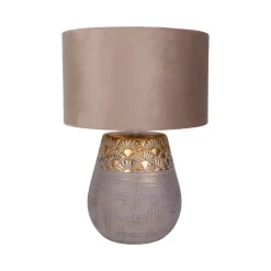 Bronco bordlampe, beige, keramik/kunstlæder, højde 39 cm