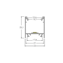 BRUMBERG add-on profil højde 25 mm længde 1 m hvid