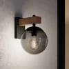 Bufalata udendørs væglampe, sort/træ/røggrå