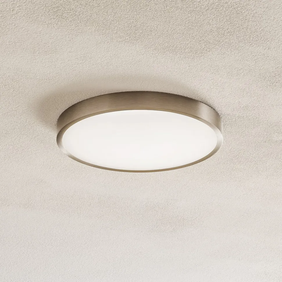 Bully LED-loftslampe, mat nikkel, Ø 24 cm