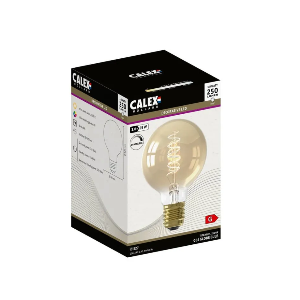 Calex E27 G80 3,8W LED-filament Flex 821 guld dim