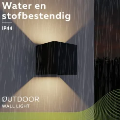 Calex LED genopladelig sensor udendørs væglampe, op/ned, sort