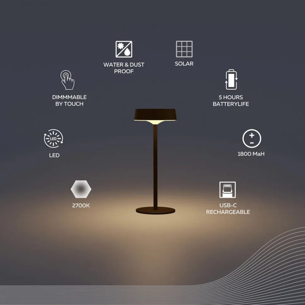Calex LED-bordlampe Parma, dæmpbar, sort