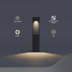 Calex LED-sokkellampe Terni, sort aluminium, IP65