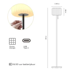 Calex LED-solcellegulvlampe, IP44, trækafbryder