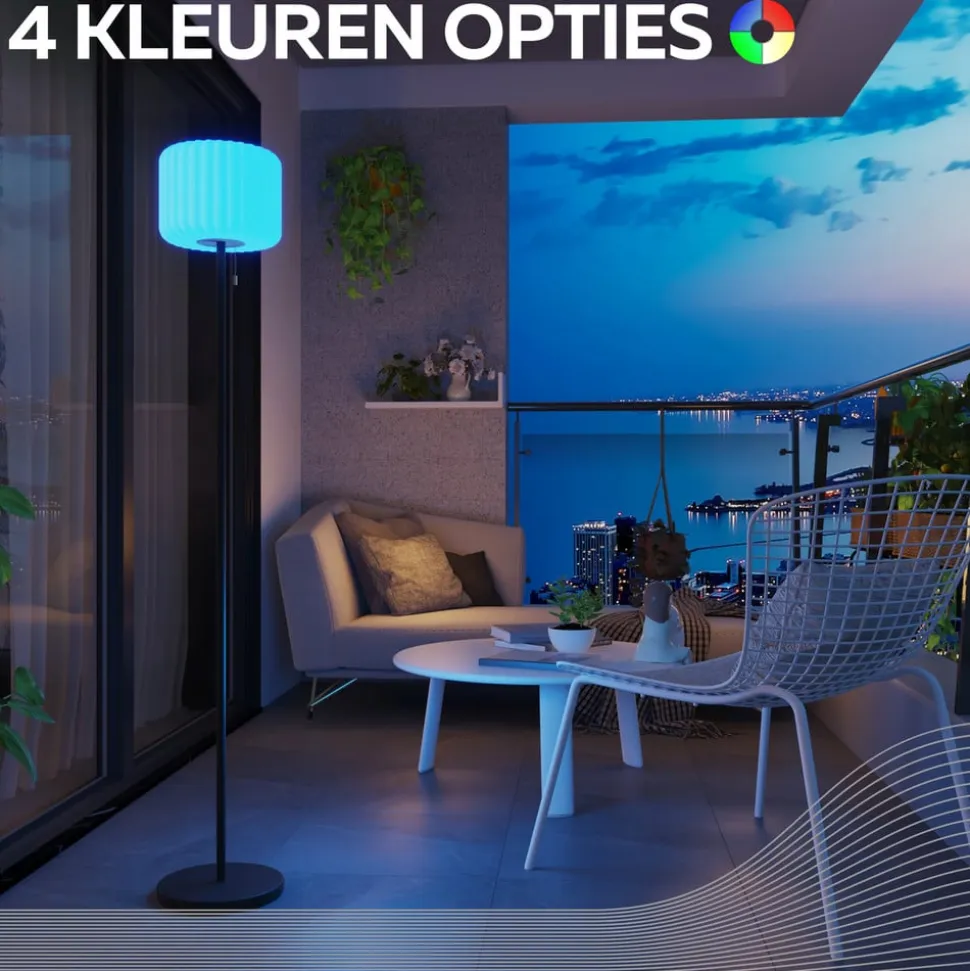 Calex LED-solcellegulvlampe, IP44, trækafbryder