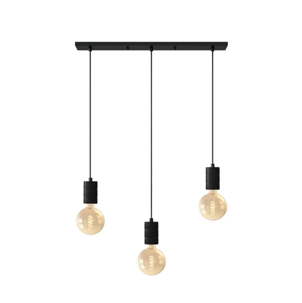 Calex Retro pendellampe, kantet, 3 lyskilder, sort