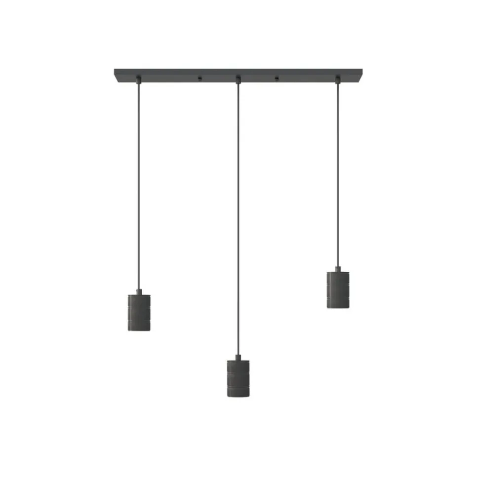 Calex Retro pendellampe, kantet, 3 lyskilder, sort