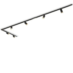 Calex skinnesæt, 6 GU10-spots, sort, længde 3 m, metal