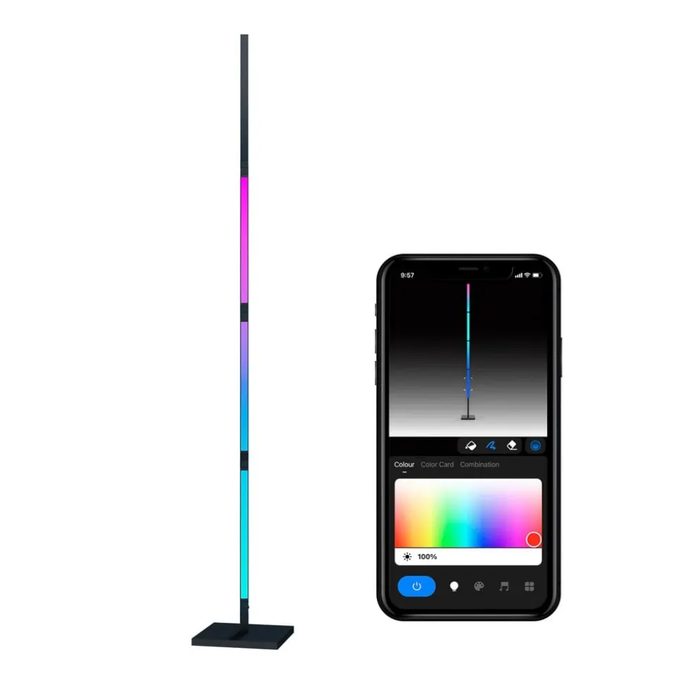 Calex Smart LED-gulvlampe, sammenklappelig WLAN CCT RGB