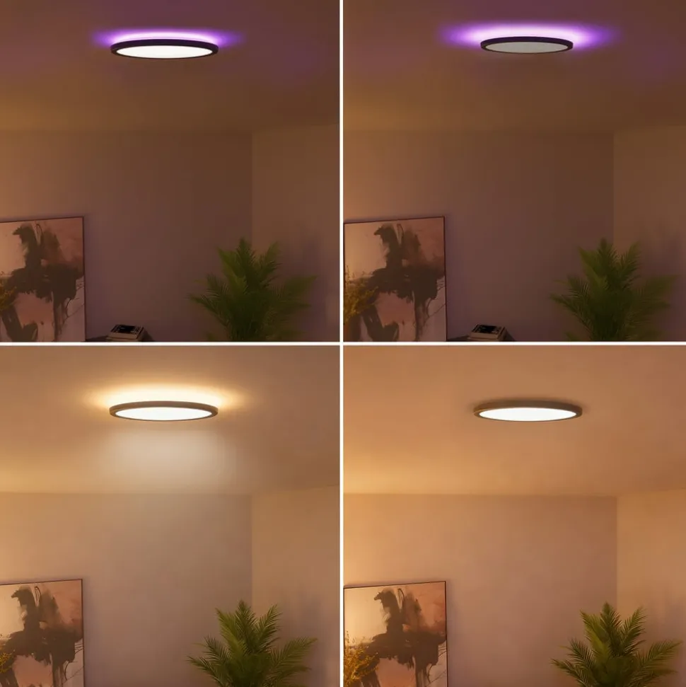Calex Smart LED-loftlampe HALO Ø 30 cm sort IP54 RGB CCT