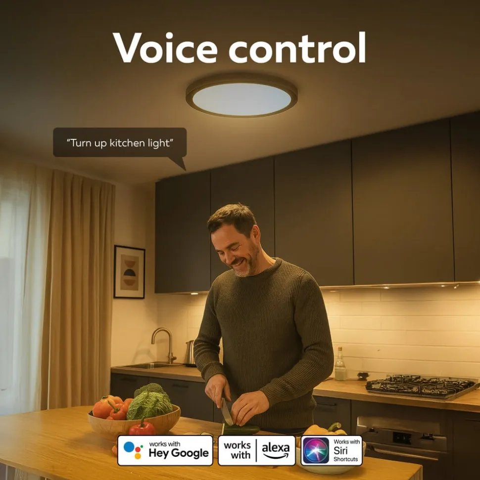Calex Smart LED-loftlampe HALO Ø 40 cm sort IP54 RGB CCT