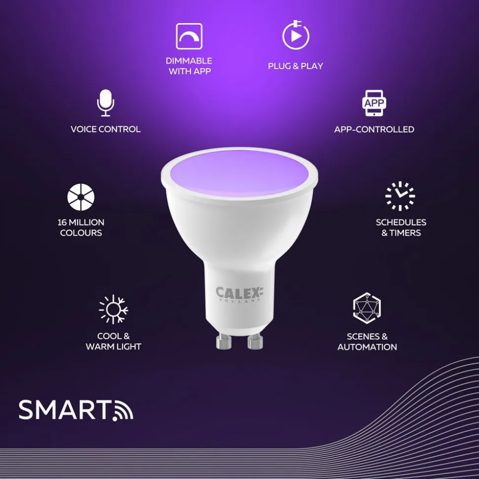 Calex Smart LED-reflektorpære GU10 4,9W CCT RGB