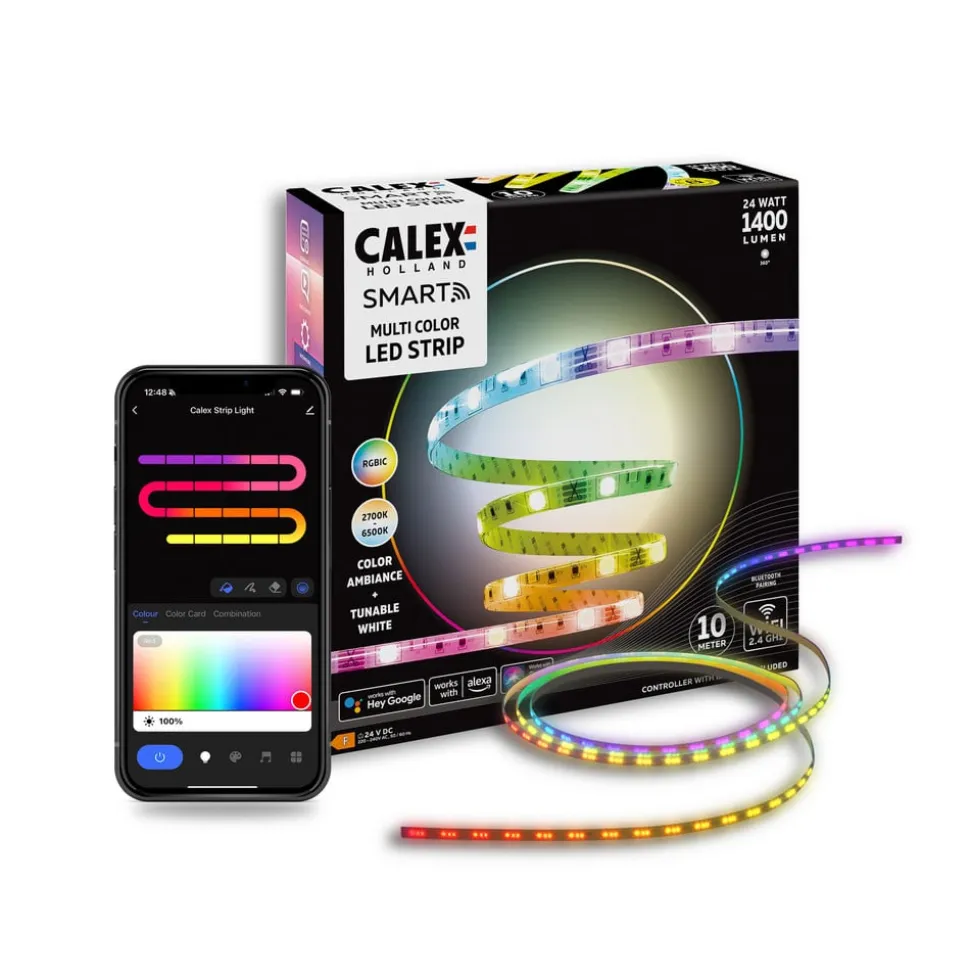 Calex Smart LED-strip Striplight, længde 10 m, CCT, RGB, WLAN