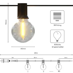 Calex Solar-LED-lyskæde Vista, længde 20 meter, IP44
