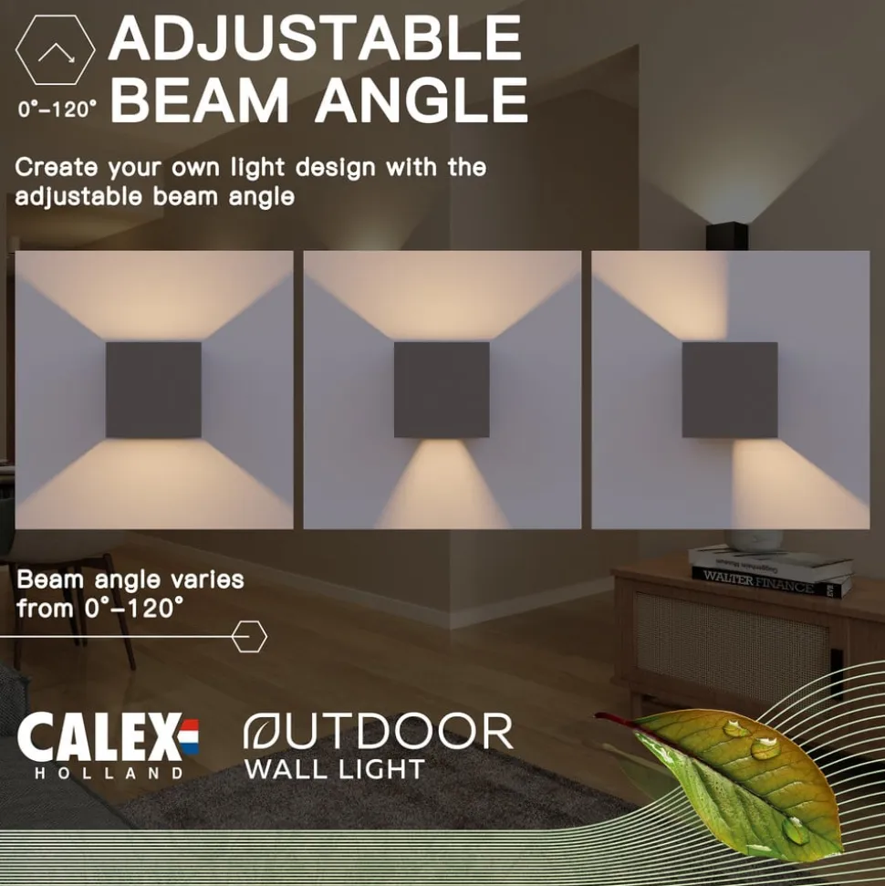 Calex udendørs LED-væglampe Cube, op/ned, højde 10 cm, antracit